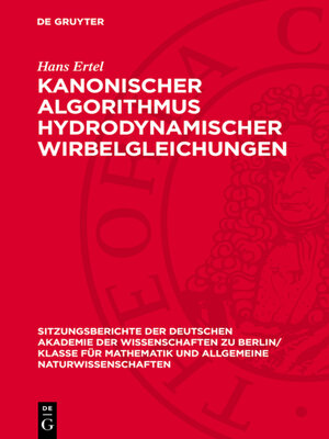 cover image of Kanonischer Algorithmus hydrodynamischer Wirbelgleichungen